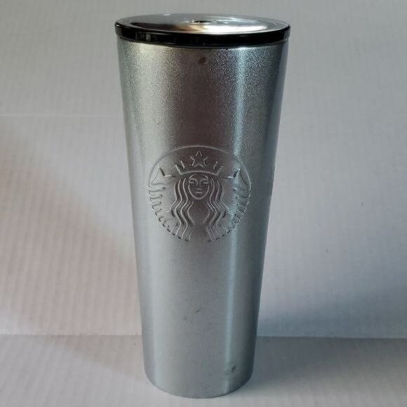 16 Oz Starbucks Metal Cold Travel Tumbler Straw Cup Mug Silver Coffee Tea - Picture 14 of 14